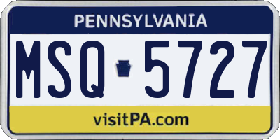PA license plate MSQ5727