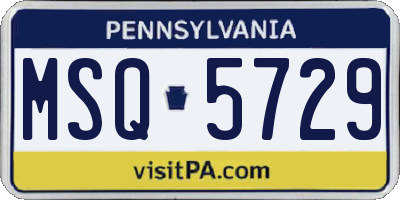 PA license plate MSQ5729