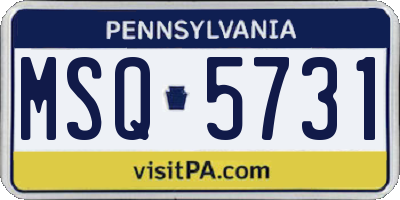 PA license plate MSQ5731