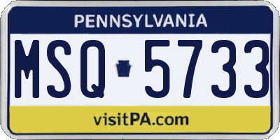 PA license plate MSQ5733