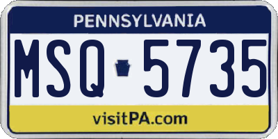 PA license plate MSQ5735