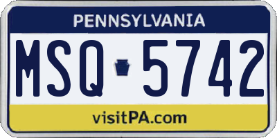 PA license plate MSQ5742
