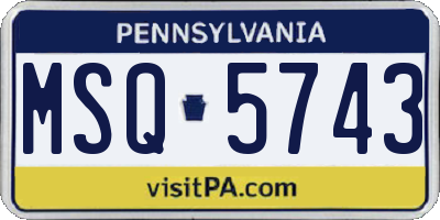 PA license plate MSQ5743