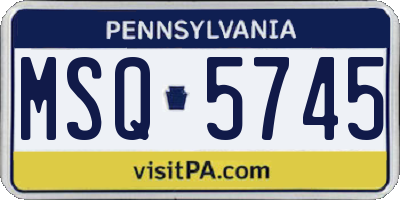 PA license plate MSQ5745
