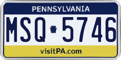 PA license plate MSQ5746