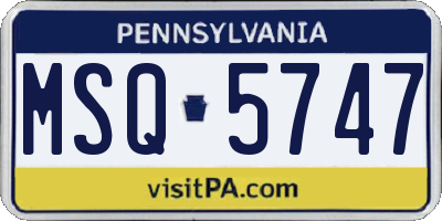 PA license plate MSQ5747
