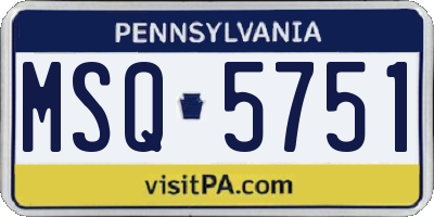 PA license plate MSQ5751