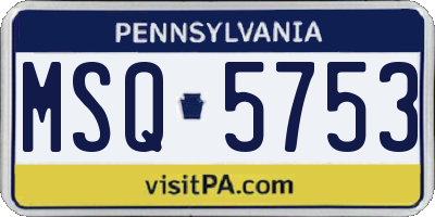 PA license plate MSQ5753