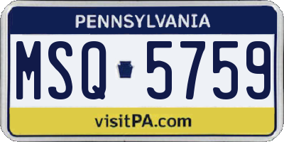 PA license plate MSQ5759