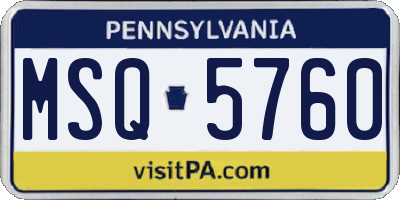 PA license plate MSQ5760
