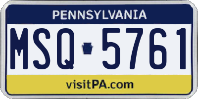 PA license plate MSQ5761