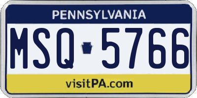 PA license plate MSQ5766