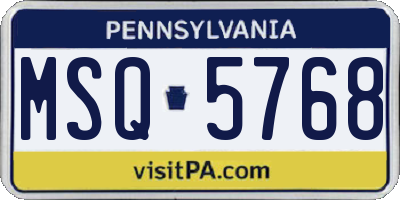 PA license plate MSQ5768