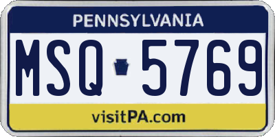 PA license plate MSQ5769