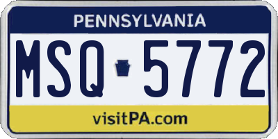 PA license plate MSQ5772