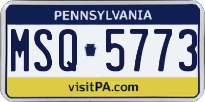 PA license plate MSQ5773