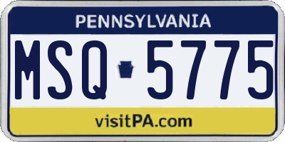 PA license plate MSQ5775