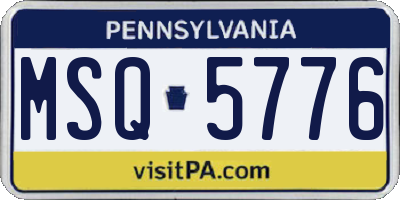 PA license plate MSQ5776