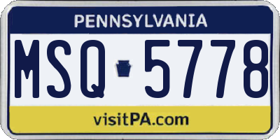 PA license plate MSQ5778