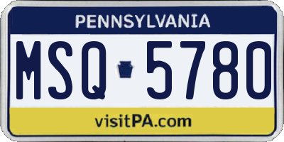 PA license plate MSQ5780