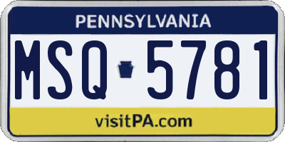 PA license plate MSQ5781