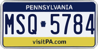 PA license plate MSQ5784