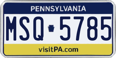 PA license plate MSQ5785