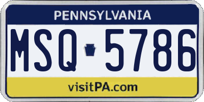 PA license plate MSQ5786