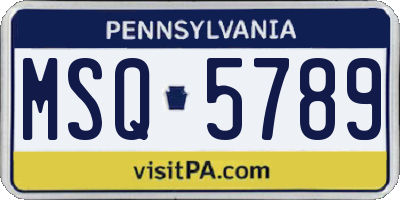 PA license plate MSQ5789