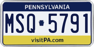PA license plate MSQ5791