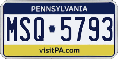 PA license plate MSQ5793