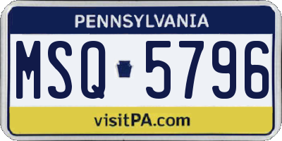 PA license plate MSQ5796