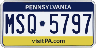 PA license plate MSQ5797