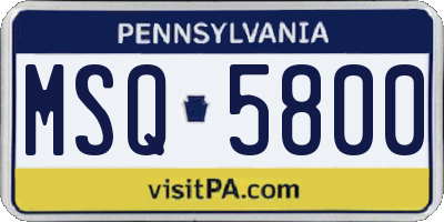 PA license plate MSQ5800