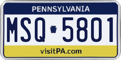 PA license plate MSQ5801
