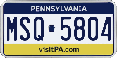 PA license plate MSQ5804