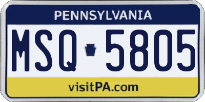 PA license plate MSQ5805