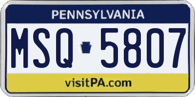 PA license plate MSQ5807