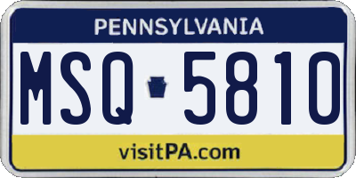 PA license plate MSQ5810