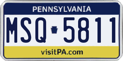 PA license plate MSQ5811