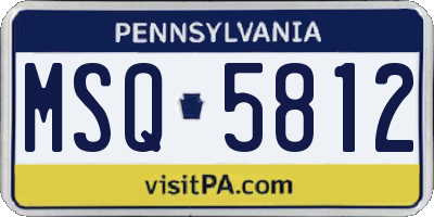 PA license plate MSQ5812