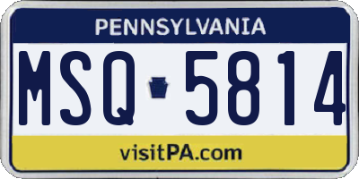 PA license plate MSQ5814