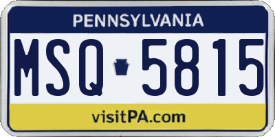 PA license plate MSQ5815