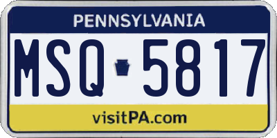 PA license plate MSQ5817