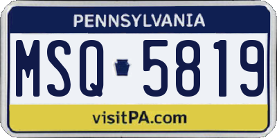 PA license plate MSQ5819
