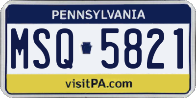 PA license plate MSQ5821