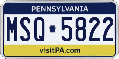 PA license plate MSQ5822