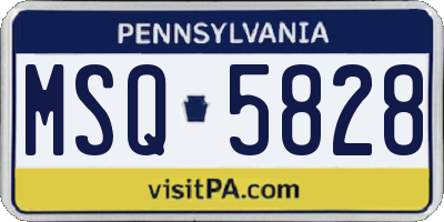 PA license plate MSQ5828