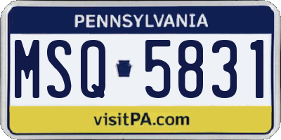 PA license plate MSQ5831