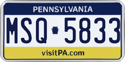 PA license plate MSQ5833